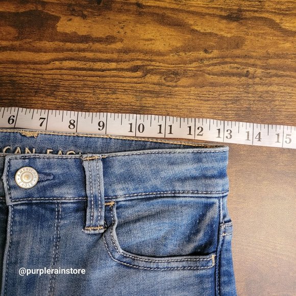 American Eagle Jeans 0 S Jegging Crop Super Hi Rise Medium Light Wash Denim - Picture 7 of 12